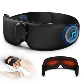 A black EyeSnooze Aroma sleep mask with music and earphones by Renpho.(A)