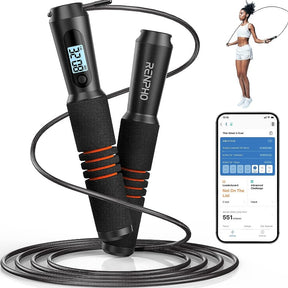 RENPHO Smart Jump Rope, Fitness Skipping Rope with APP Data Analysis, Workout Jump Ropes for Home Gym, Crossfit, Jumping Rope Counter for Exercise for Men, Women (A)