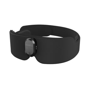 A black EyeSnooze Aroma belt with a button on it from Renpho.(A)