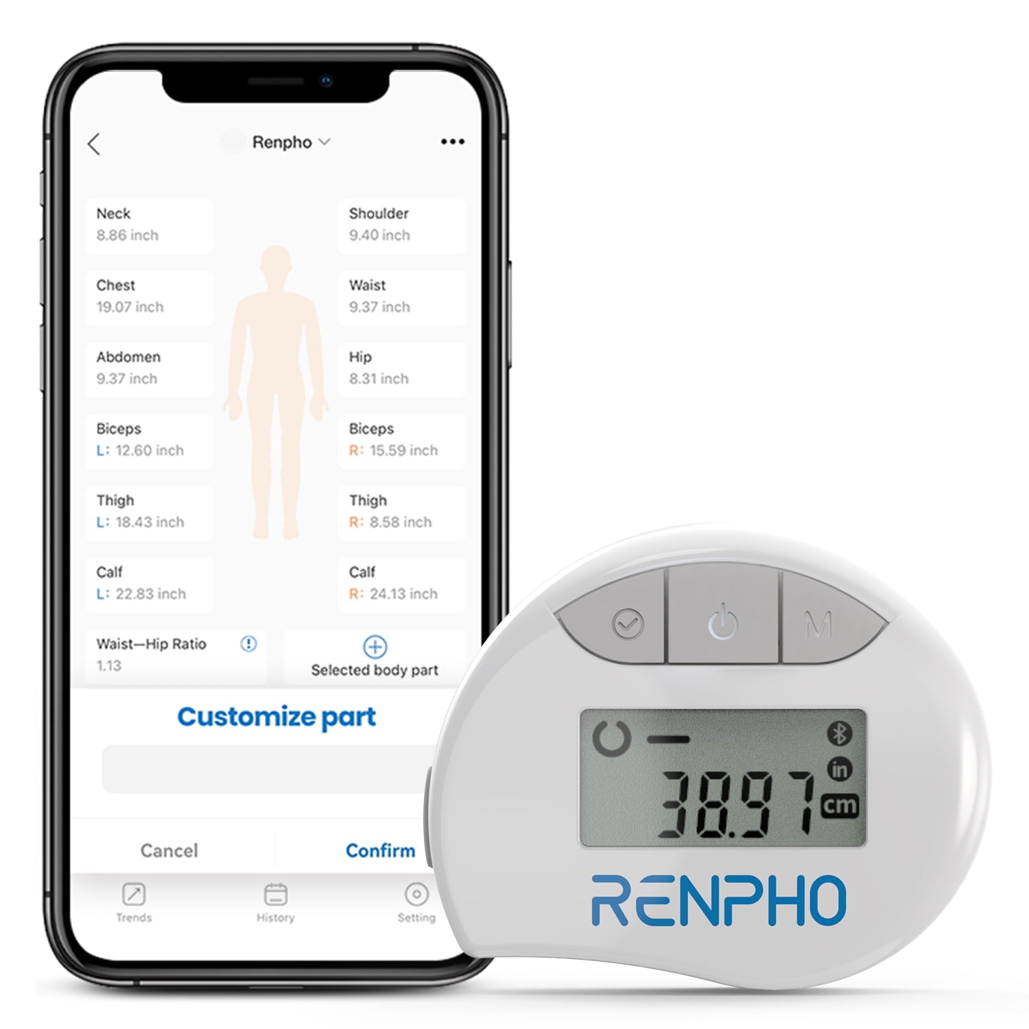 The RENPHO Smart Tape Measure: Blutetooth App-Connective 