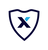 This image shows a logo with a white shield outlined in dark blue, featuring a large, stylized, dark blue and light blue letter "X" at the center to symbolize an Extend protection plan.