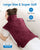 A woman lies on a white surface with the RENPHO Heating Pad for Neck, Shoulders, and Back draped over her shoulders and upper back. The text highlights features such as "Large Size & Super Soft," "Skin-Friendly," and "Weighted edges." Perfect for pain relief, this product from RENPHO US measures 24"x33" in King Size.