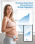 A pregnant woman in a beige tank top uses the Smart Tape Measure BMF01 and the Renpho Health app to track her abdominal circumference. The bright indoor setting features two overlaid charts showing growth trends over time. Text reads "Tracking Abdominal Circumference During Pregnancy.