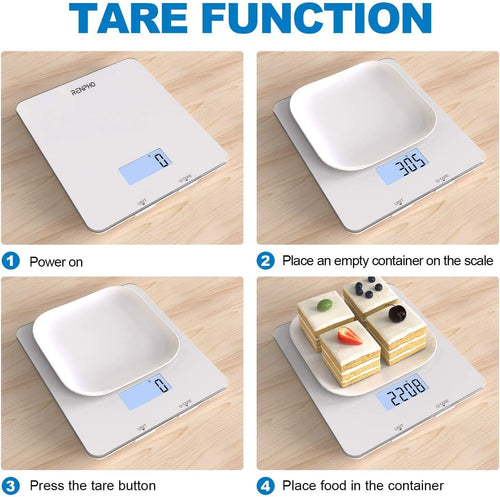 A picture showing how to use a Renpho kitchen scale.