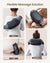 This image demonstrates the Renpho U-Neck 2 Neck & Shoulders Massager, a versatile portable massager used on different body parts. It shows four scenarios: the massager on a person's back, thigh, calf, and shoulder, with labels for each location.