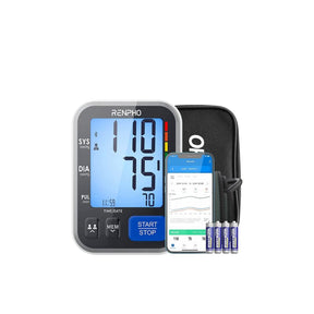 (A) The best Renpho Blood Pressure Monitor equipped with batteries and a charger.