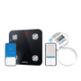 A health and wellness bundle with a Renpho smart tape measure and Elis smart body scale, accompanied by a phone for monitoring and recovery.(A)
