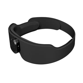 An EyeSnooze Aroma by Renpho black wristband with a button on it. (A)