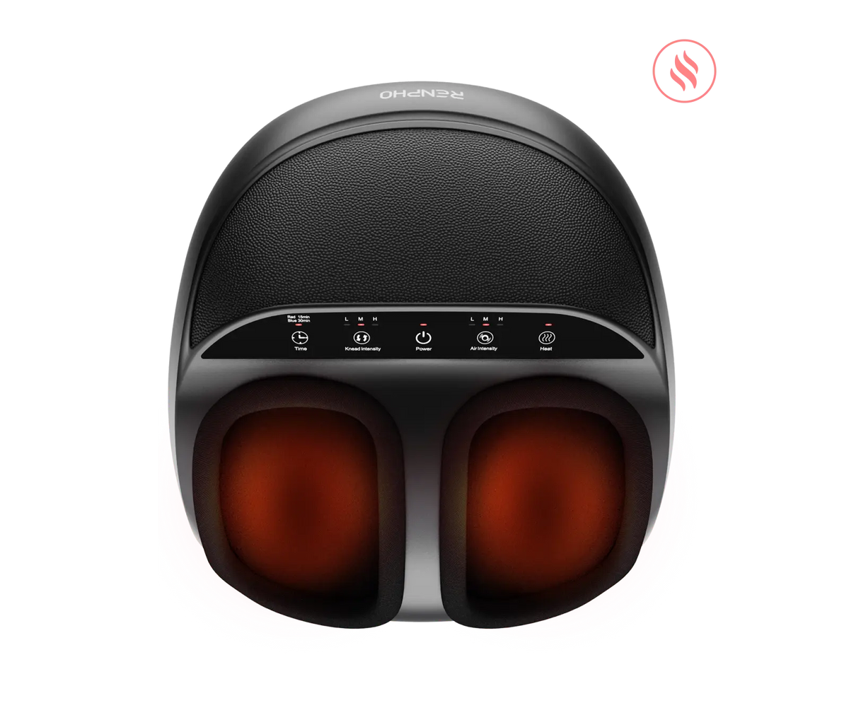 Foot massager with heat and compression for home relaxation