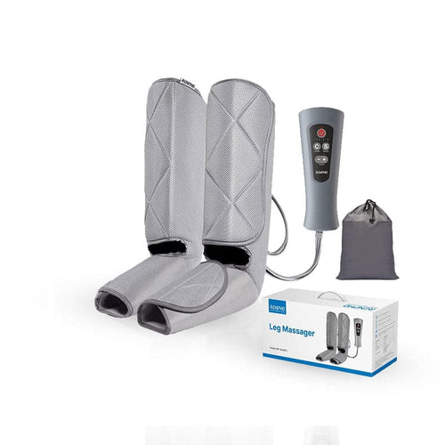 A pair of Leg Massager Pro for health and recovery, including a remote control, from Renpho.(A)