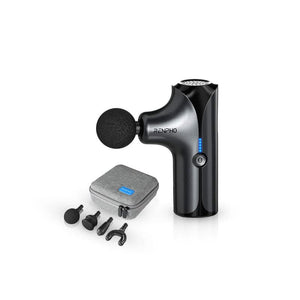 A compact Renpho Mini Massage Gun designed for health and fitness enthusiasts, equipped with a microphone and earphones for enhanced recovery experience.(A)