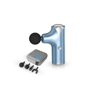 A fitness and recovery gadget, the Renpho Mini Massage Gun comes with earphones and earplugs for enhanced health benefits.(A)