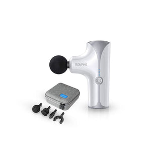 A Renpho Mini Massage Gun designed for wellness and fitness enthusiasts, includes a ball attachment and various accessories for enhanced health benefits.(A)