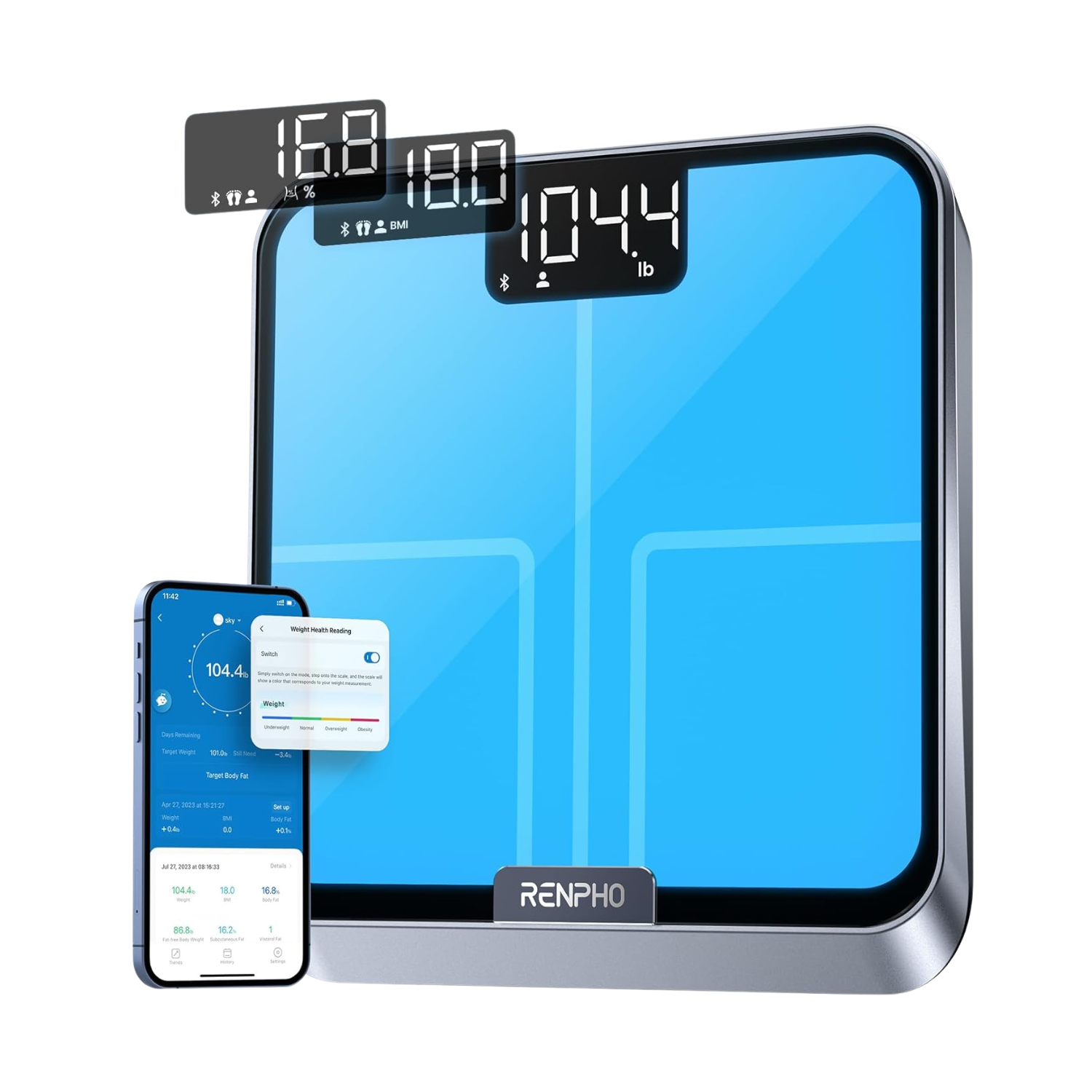 RENPHO Smart Scale for Carpet, Bluetooth Digital Body Weight Scale, 400lb