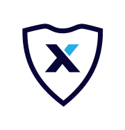 The image displays a logo consisting of a white shield outlined in blue, with a stylized blue and light blue letter "x" centered within the shield. The design is simple and professional with a modern aesthetic for Extend Protection Plan by Extend.