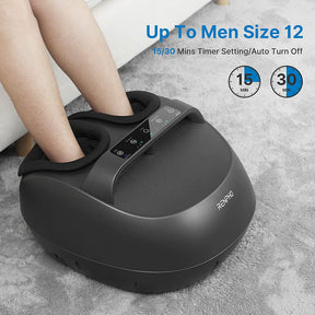 Experience ultimate comfort with a Renpho Shiatsu Foot Massager Premium +, providing a relaxing massage experience for women with feet up to men size 12.  (A)
