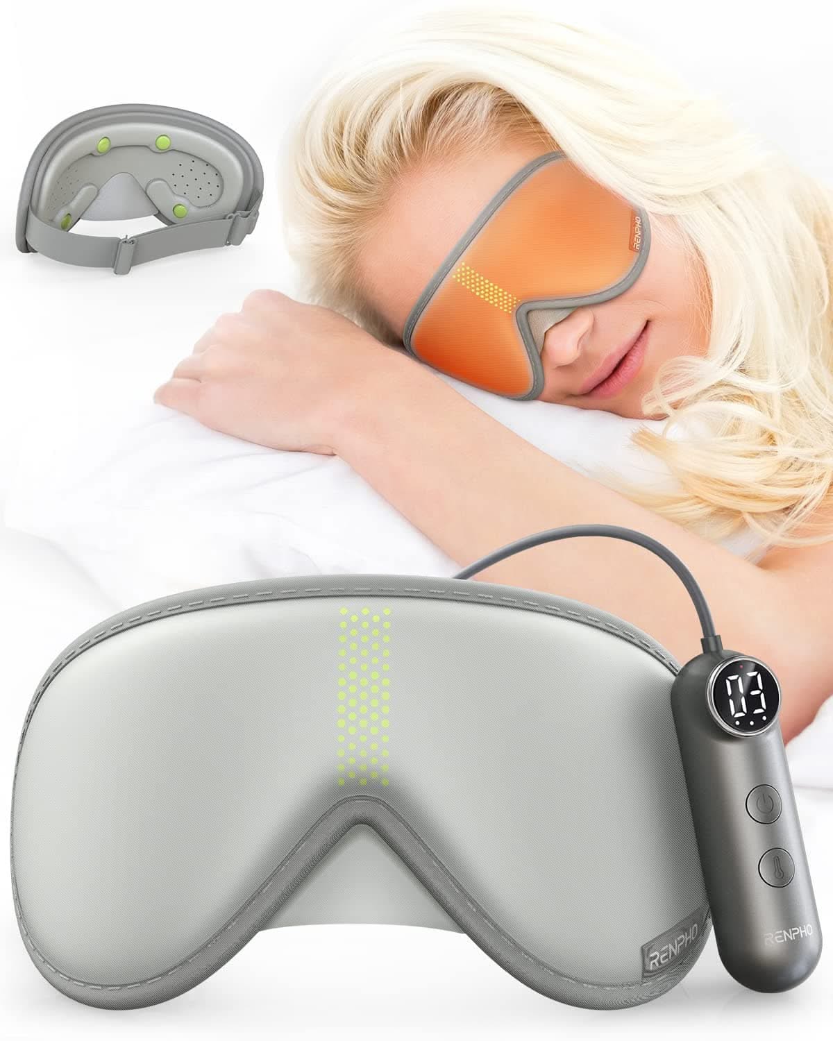 A woman prioritizing her wellness using the Renpho EyeSnooze Sleep Mask during sleep.