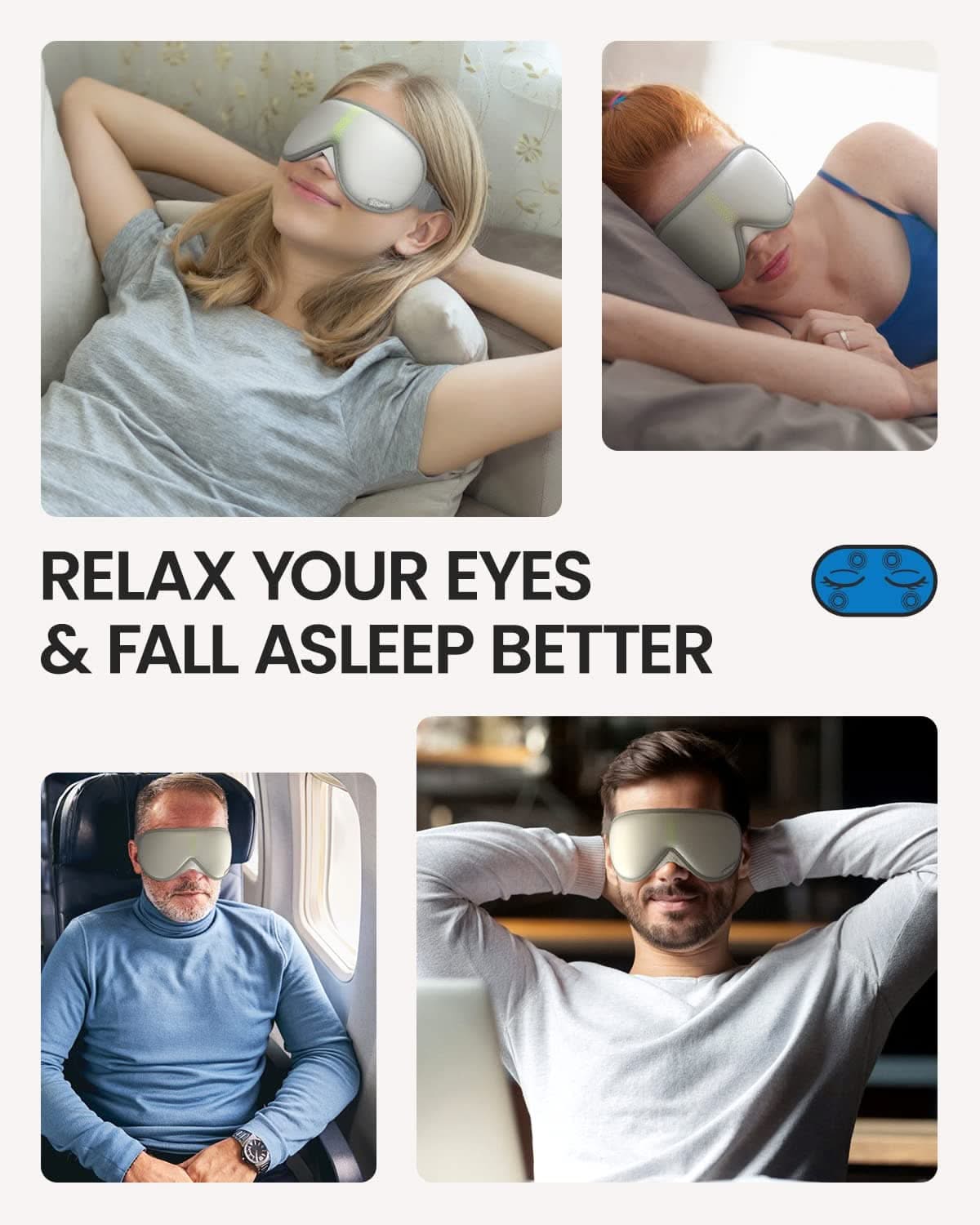 Relax your eyes with the EyeSnooze Sleep Mask by Renpho for better sleep and wellness.