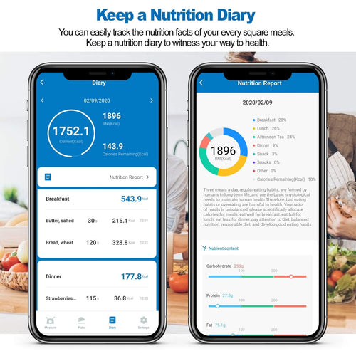 Take a screenshot of the Calibra 1 Smart Nutrition Scale (Silver) for wellness.