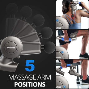 5 Renpho R4 Pro Massage Gun arm positions for wellness and recovery.(A)