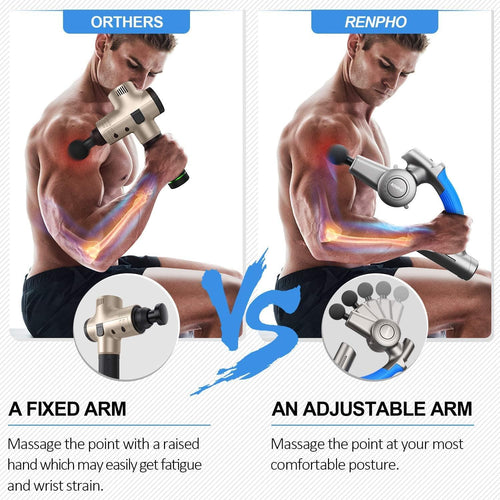 A man with a Renpho R4 Pro massage gun promoting health and wellness through versatile recovery options.