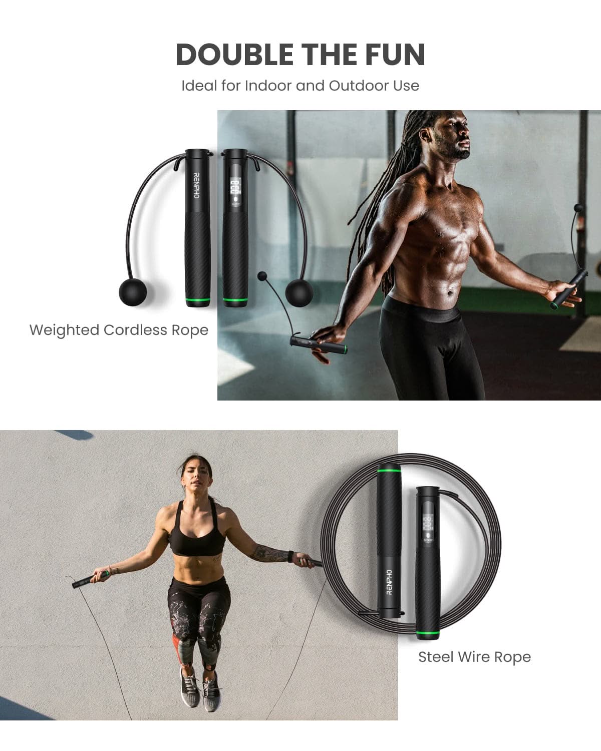 RENPHO Cordless Jump Rope Tracking Your Fitness With App Built For